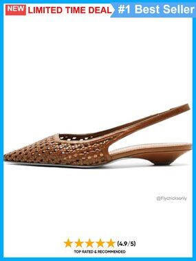 Slingback Heels Pointed Toe Woven Low Kitten Heel Dress Pumps